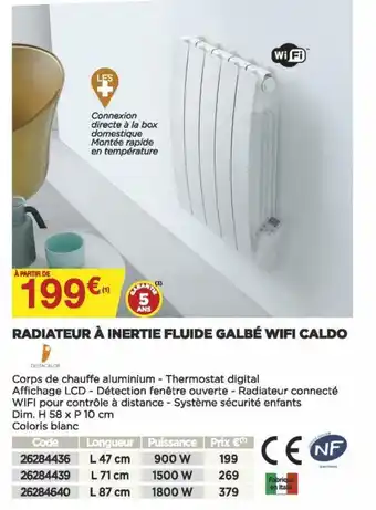 Bricomarché Radiateur à inertie fluide galbé wifi caldo offre