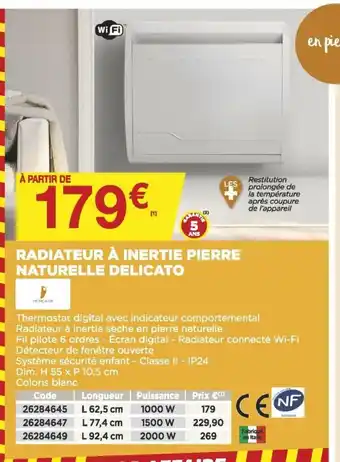 Bricomarché Radiateur à inertie pierre naturelle delicato offre