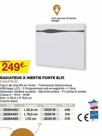 Bricomarché Radiateur à Inertie Fonte Elfi offre