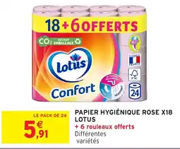 Intermarché PAPIER HYGIÉNIQUE ROSE X18 LOTUS offre