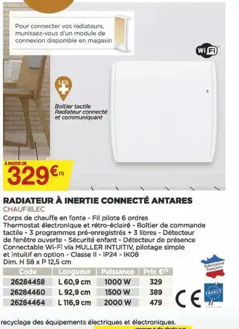Bricomarché Radiateur à Inertie connecté Antares offre