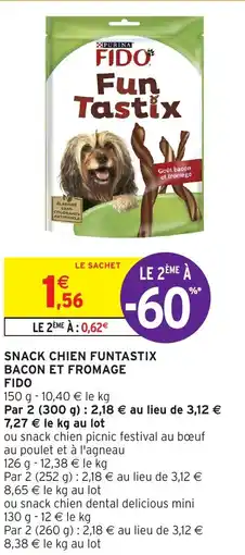Intermarché SNACK CHIEN FUNTASTIX BACON ET FROMAGE FIDO offre