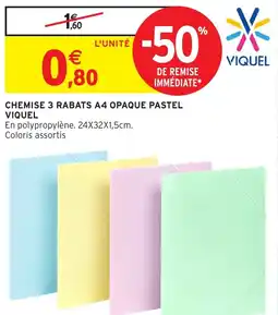 Intermarché CHEMISE 3 RABATS A4 OPAQUE PASTEL VIQUEL offre