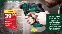 Lidl PARKSIDE Marteau perforateur sans fil offre