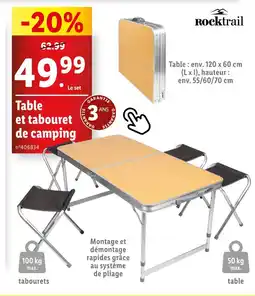 Lidl Rocktrail Table et tabouret de camping offre