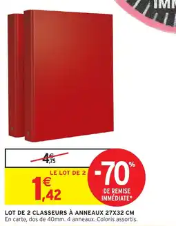 Intermarché Hyper LOT DE 2 CLASSEURS À ANNEAUX 27X32 CM offre