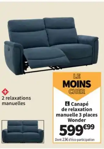 Conforama Canapé de relaxation manuelle 3 places Wonder offre