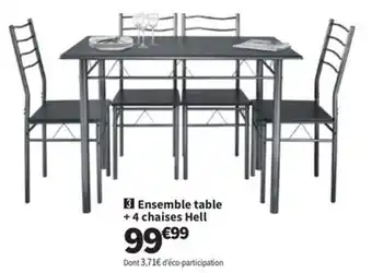 Conforama Ensemble table +4 chaises Hell offre