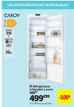 Conforama Réfrigérateur intégrable 1 porte offre