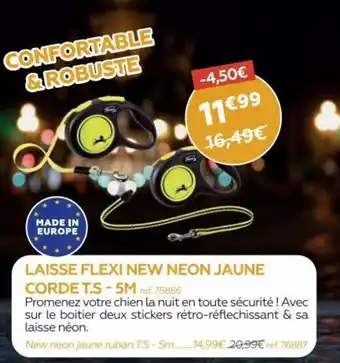 Laisse Flexi New Neon Jaune