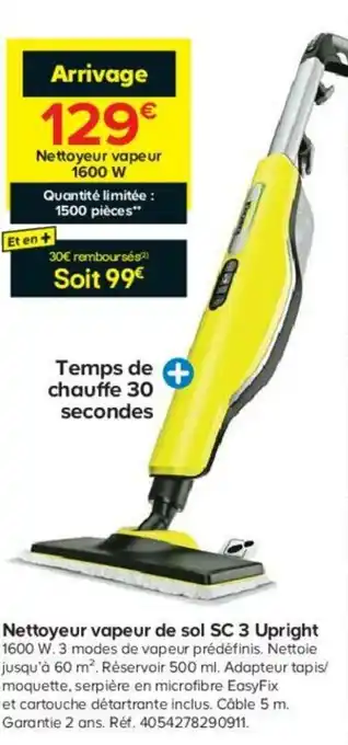 Castorama Nettoyeur Vapeur de Sol SC 3 Upright offre