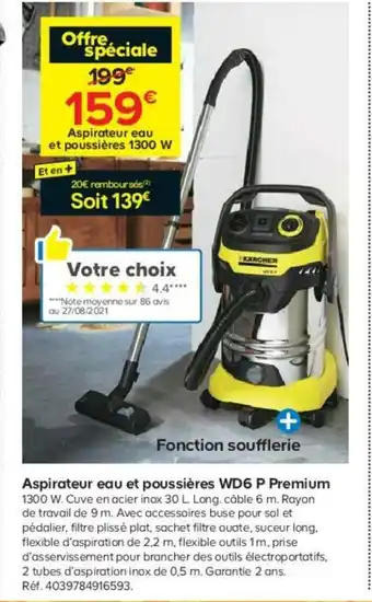 Aspirateur Eau Et Poussières WD6 P Premium