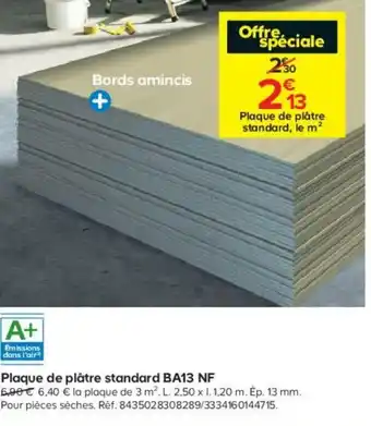Castorama Plaque de Plâtre Standard BA13 NF offre