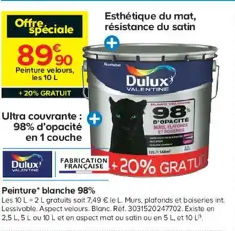 Castorama Peinture Blanche 98% offre