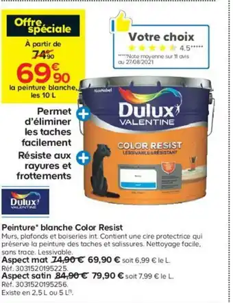 Castorama Peinture Blanche Color Resist offre