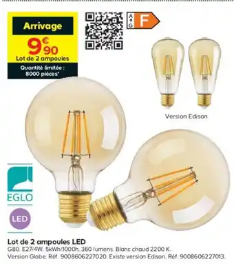 Castorama Lot de 2 Ampoules Led offre