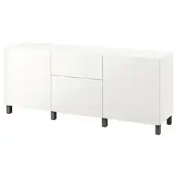IKEA BestÅ Combinaison rangement tiroirs, blanc/selsviken/stubbarp gris foncé, 180x42x74 cm offre