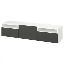 IKEA BestÅ Banc tv avec tiroirs et porte, blanc/lappviken gris foncé, 180x42x39 cm offre