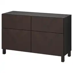 IKEA BestÅ Combi rangement portes/tiroirs, brun noir hedeviken/stubbarp/brun foncé placage chêne teinte, 120x42x74 cm offre