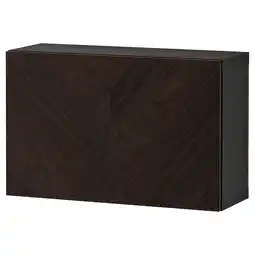 IKEA BestÅ Étagère avec porte, brun noir Hedeviken/brun foncé placage chêne teinte, 60x22x38 cm offre