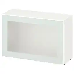 IKEA BestÅ Étagère avec porte vitrée, blanc Glassvik/blanc/vert clair verre givré, 60x22x38 cm offre