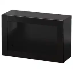 IKEA BestÅ Étagère avec porte vitrée, brun noir/sindvik brun noir verre transparent, 60x22x38 cm offre