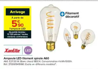 Castorama Ampoule LED filament spirale A60 offre