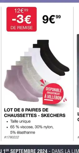 Costco LOT DE 8 PAIRES DE CHAUSSETTES - SKECHERS offre
