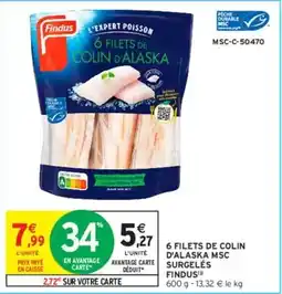 Intermarché Findus - 6 filets de colin d'alaska msc surgelés offre