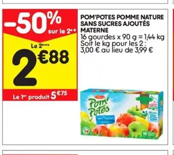 Leader Price Pom'potes pomme nature offre