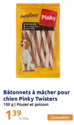 Action Pinky Bâtonnets à mâcher pour chien Twisters offre