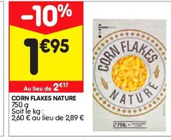 Leader Price Corn flakes nature offre