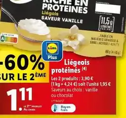 Lidl Liégeois protéines offre