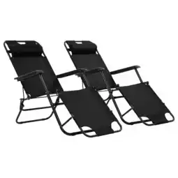 Jardiland Set de 2 chaises longues pliables avec repose pied - vidaXL offre