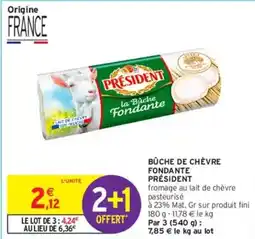 Intermarché Président - bûche de chèvre fondante offre