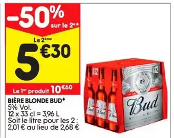 Leader Price Bière blonde bud offre