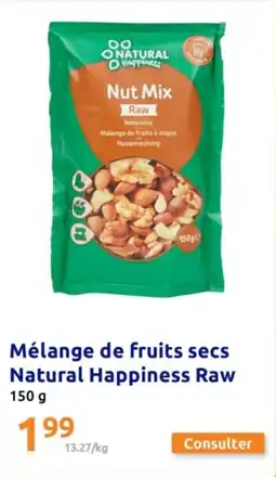 Action Mélange de fruits secs Natural Happiness Raw offre