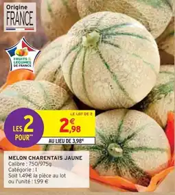 Intermarché MELON CHARENTAIS JAUNE offre
