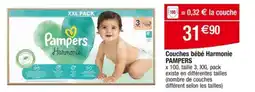 Cora x Carrefour Couches bébé Harmonie PAMPERS offre
