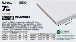 Brico Dépôt TABLETTE MÉLAMINÉE BLANCHE offre