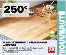 Brico Dépôt PLAN DE TRAVAIL CHÊNE MASSIF L. 300 CM offre