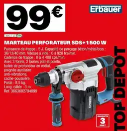 Brico Dépôt MARTEAU PERFORATEUR SDS+1500 W offre