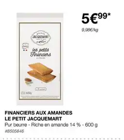 Costco FINANCIERS AUX AMANDES LE PETIT JACQUEMART offre
