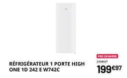 Electro Dépôt RÉFRIGÉRATEUR 1 PORTE HIGH ONE 1D 242 E W742C offre