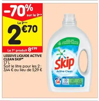 Leader Price Lessive liquide active clean skip offre