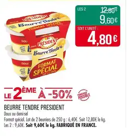 Match PRESIDENT BEURRE TENDRE offre