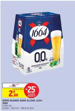 Intermarché 1664 BIÈRE BLONDE SANS ALCOOL 0.0% offre