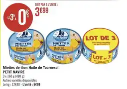 Géant Casino PETIT NAVIRE Miettes de thon Huile de Tournesol offre