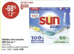 Géant Casino SUN Tablettes lave-vaisselle Tout en 1 offre