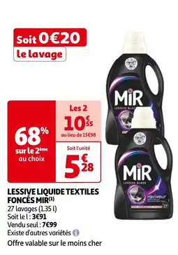 Auchan LESSIVE LIQUIDE TEXTILES FONCÉS MIR(¹) offre